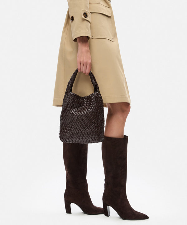 Ipekyol Lattice Slouchy Small Bag Dark Brown