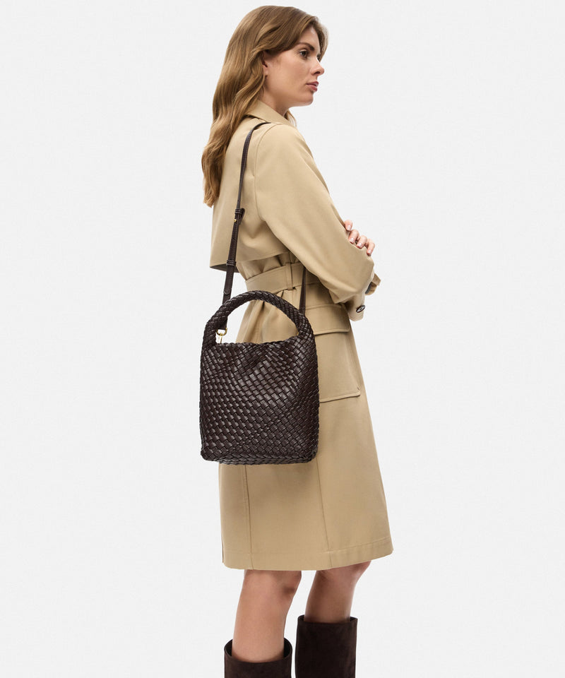 Ipekyol Lattice Slouchy Small Bag Dark Brown