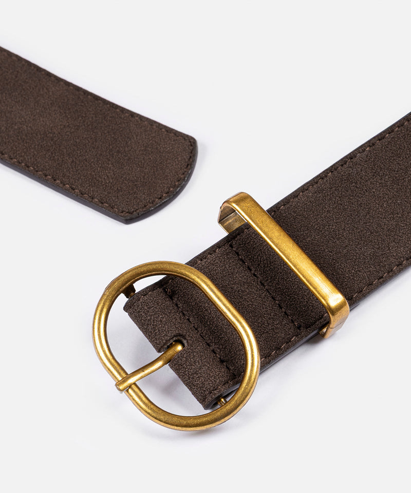 Ipekyol Oval Metal Buckle Belt Brown