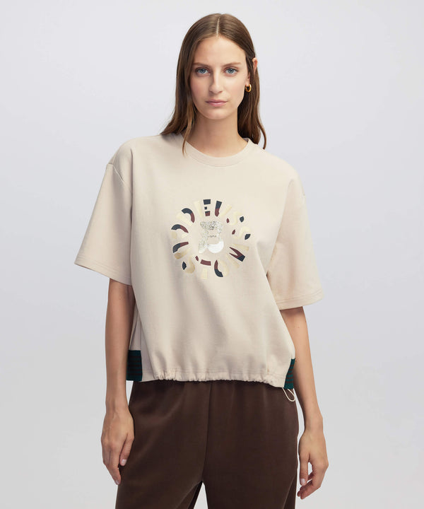 Ipekyol Mixed T-Shirt With Slogan Print Natural