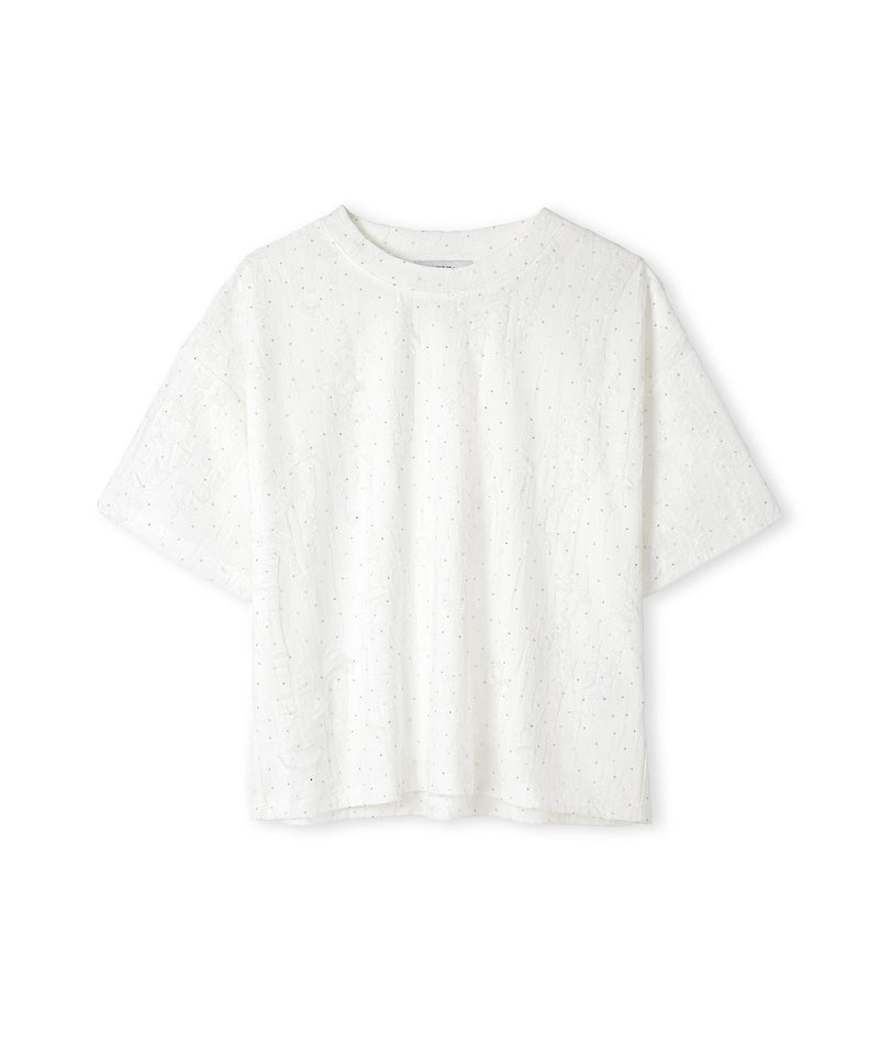 Ipekyol Jacquard T-Shirt With Rhinestones Ecru