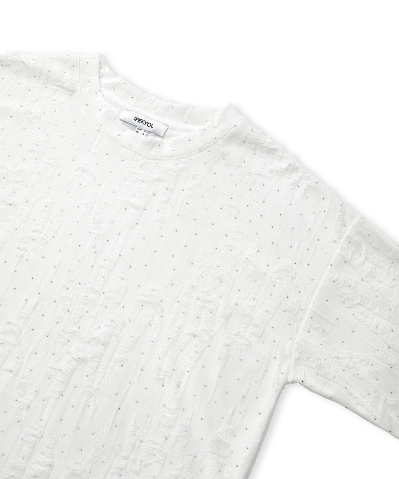 Ipekyol Jacquard T-Shirt With Rhinestones Ecru