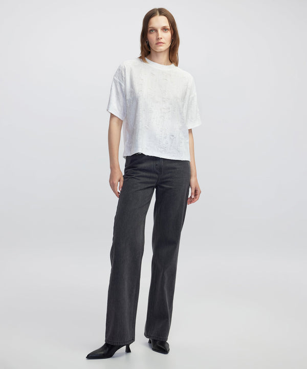 Ipekyol Jacquard T-Shirt With Rhinestones Ecru