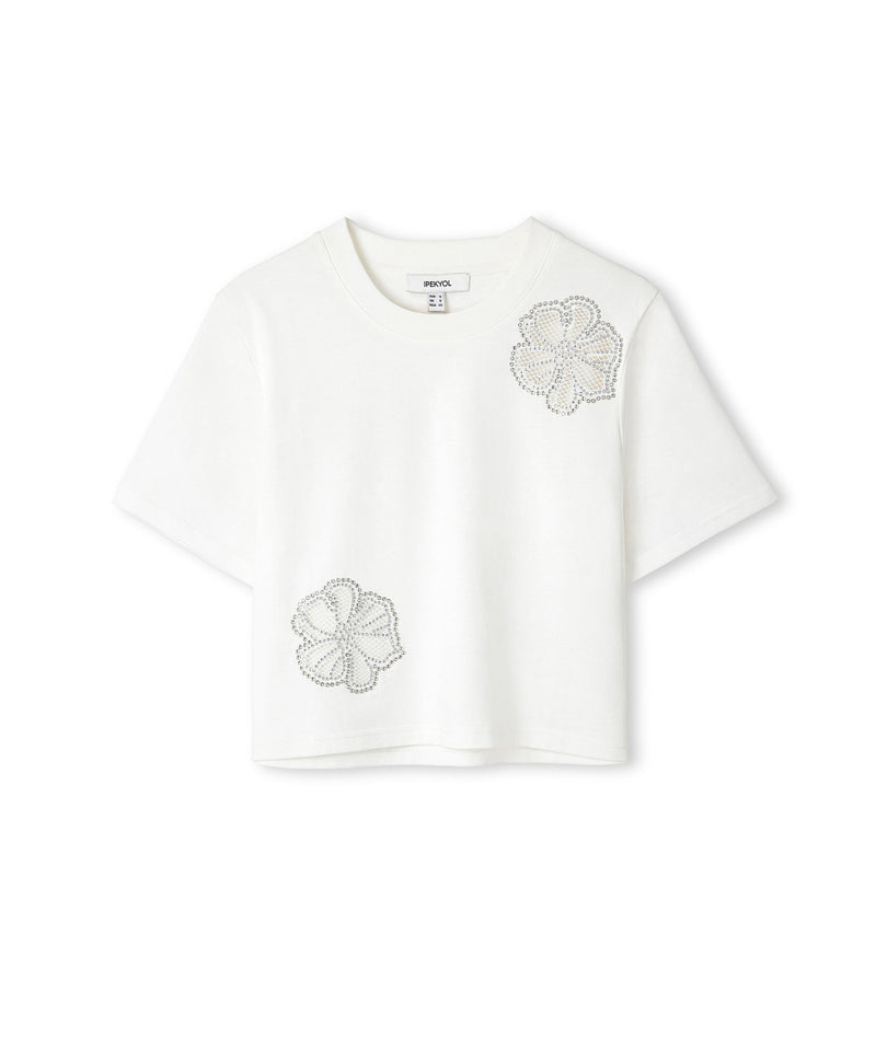 Ipekyol Rhinestone Cutout T-Shirt White