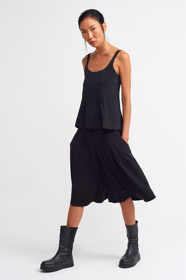 NU  Thick Strap Jersey Top Black
