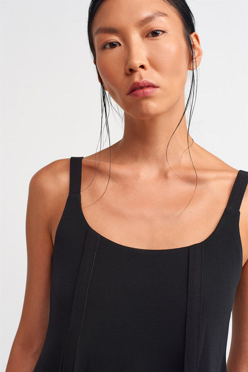 NU  Thick Strap Jersey Top Black
