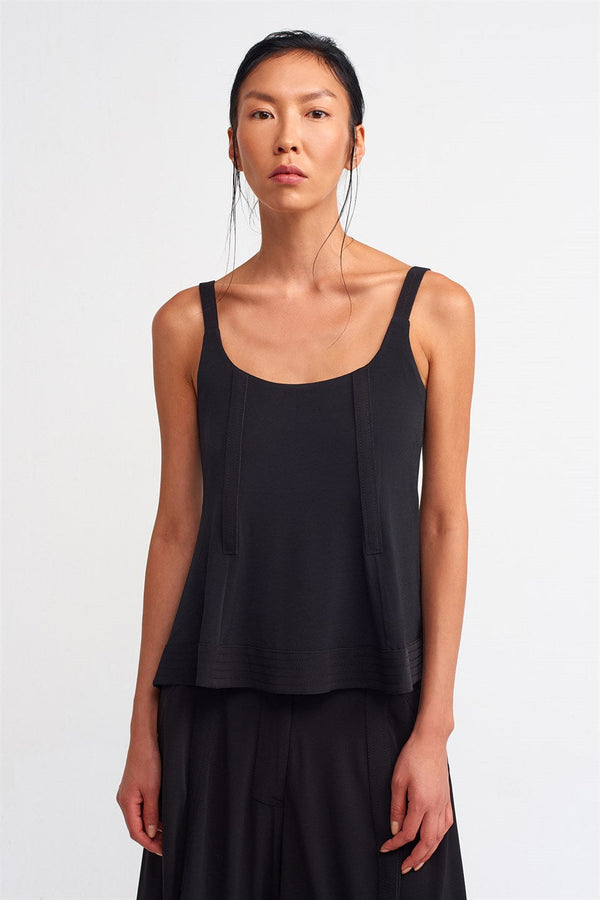 NU  Thick Strap Jersey Top Black