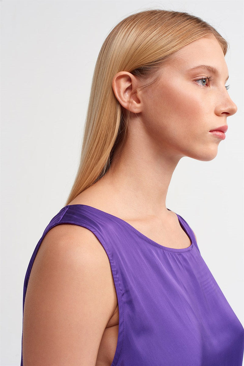 NU  Sleeveless Satin Blouse Royal Purple