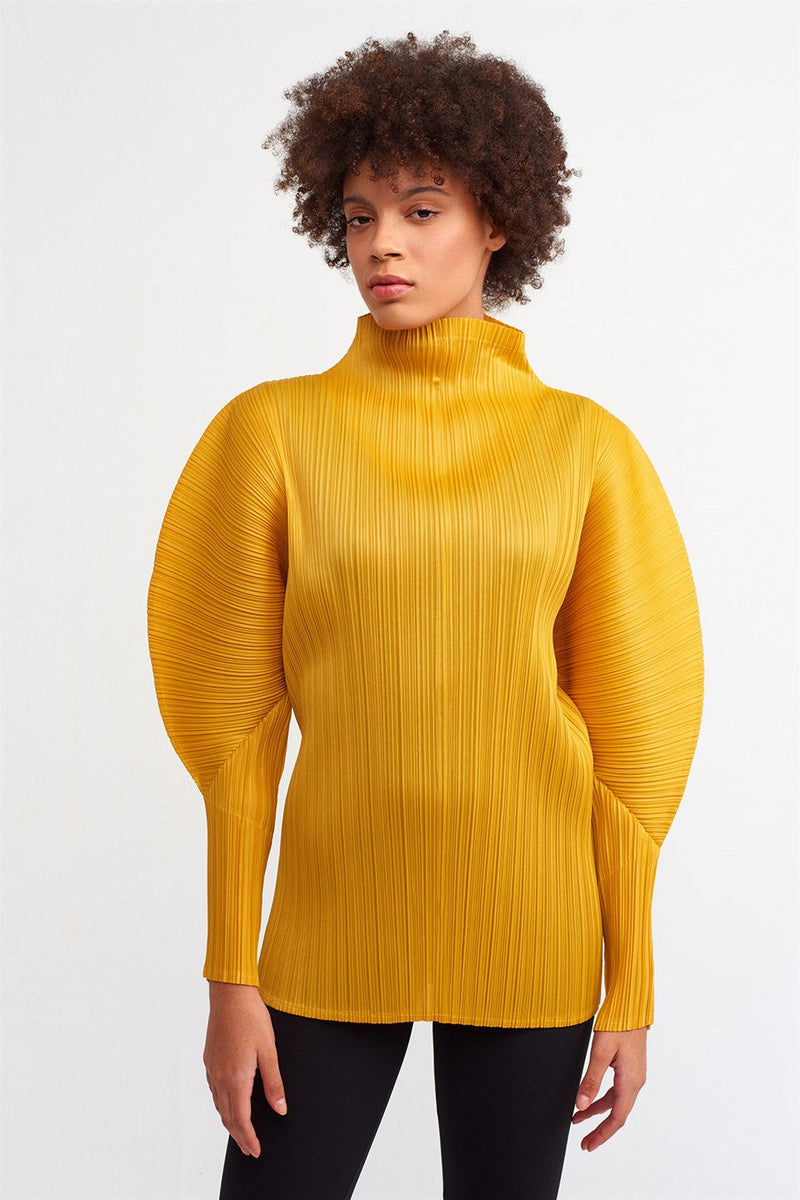 NU Detailed Sleeve Pleated Blouse Papia