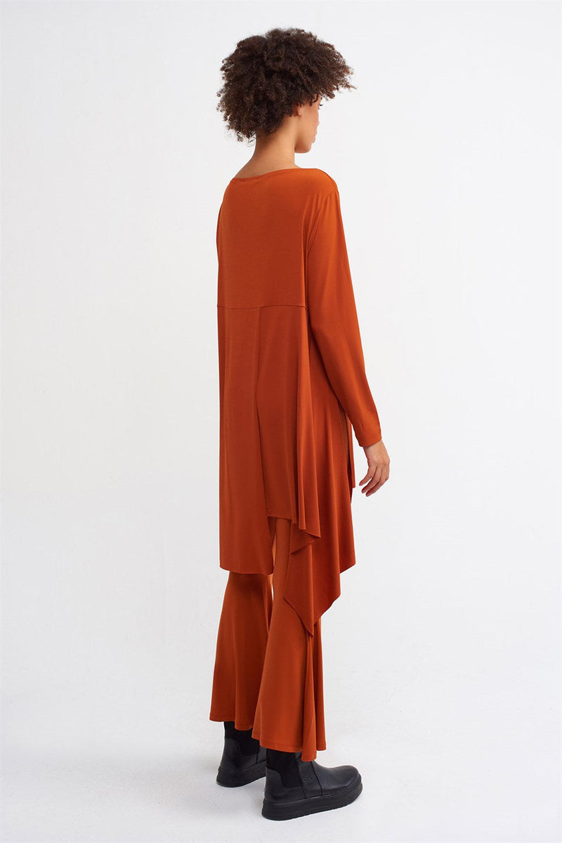 NU Asymmetrical Hem Blouse Terra Cotta