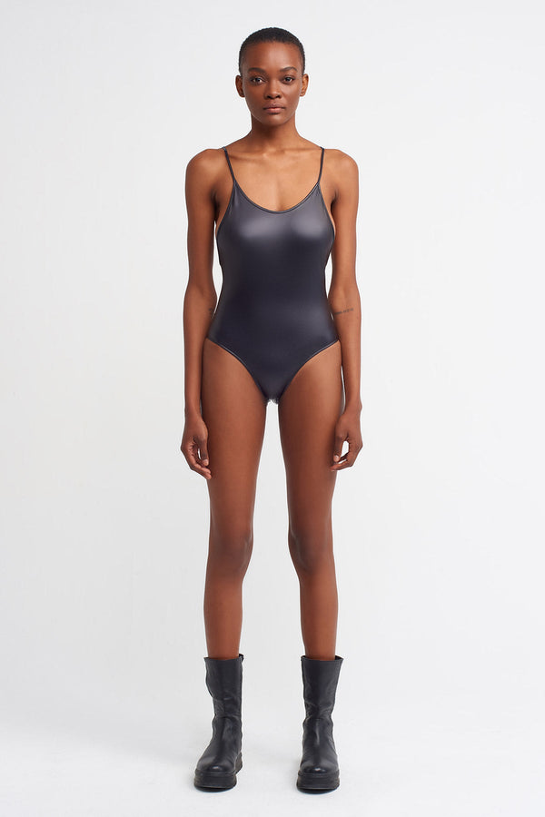 NU  Thin Strap Bodysuit Black