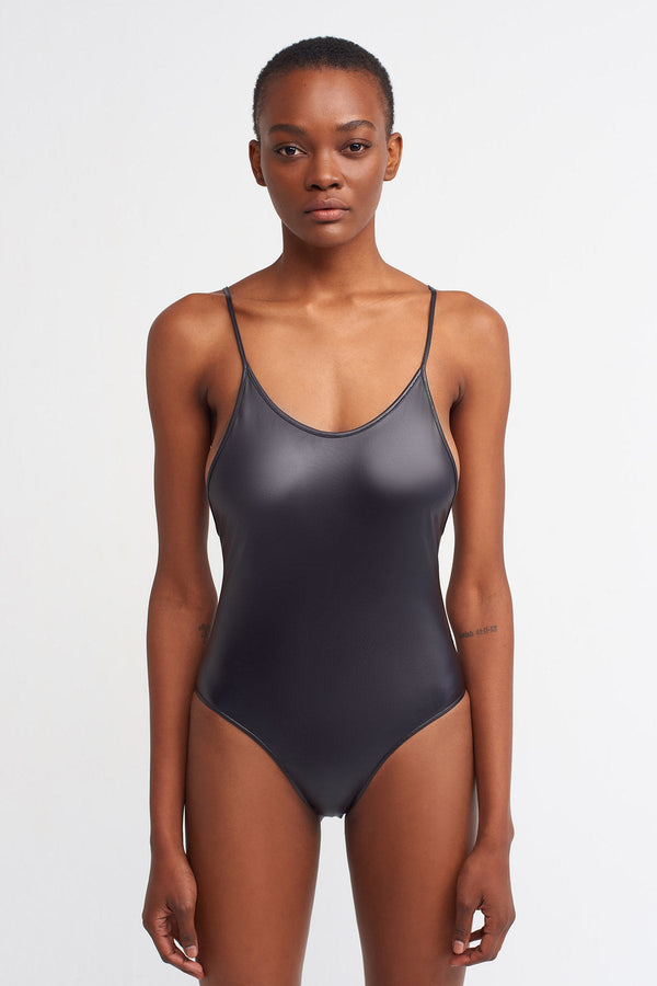 NU  Thin Strap Bodysuit Black