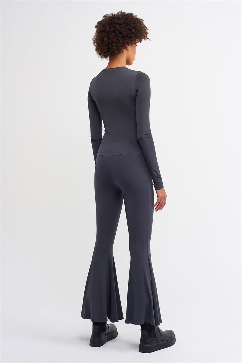 NU Flare Hem Knit Trouser Ebony