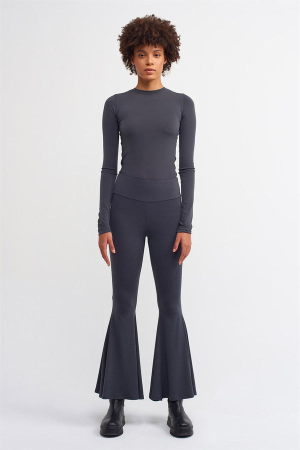 NU Flare Hem Knit Trouser Ebony