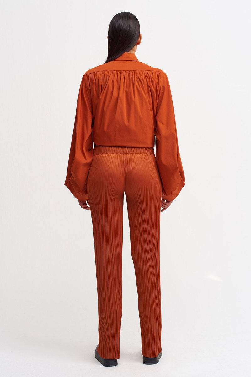 NU Normal Waist Pleated Trouser Terra Cotta