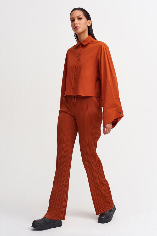 NU Normal Waist Pleated Trouser Terra Cotta