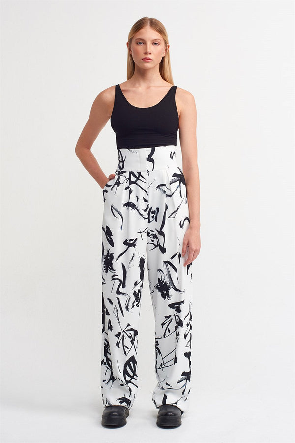 NU Printed Palazzo Trouser Black/White