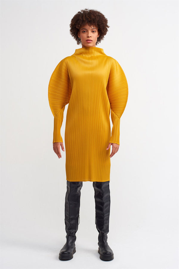 NU Detailed Sleeve Pleated Dress Papia