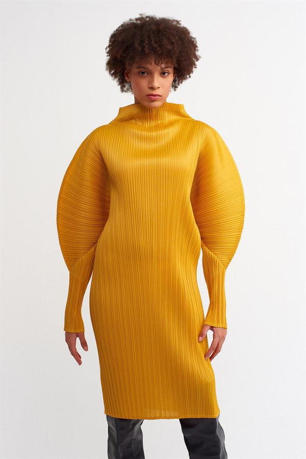 NU Detailed Sleeve Pleated Dress Papia