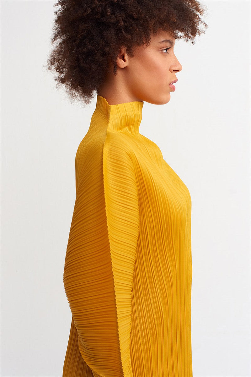 NU Detailed Sleeve Pleated Dress Papia