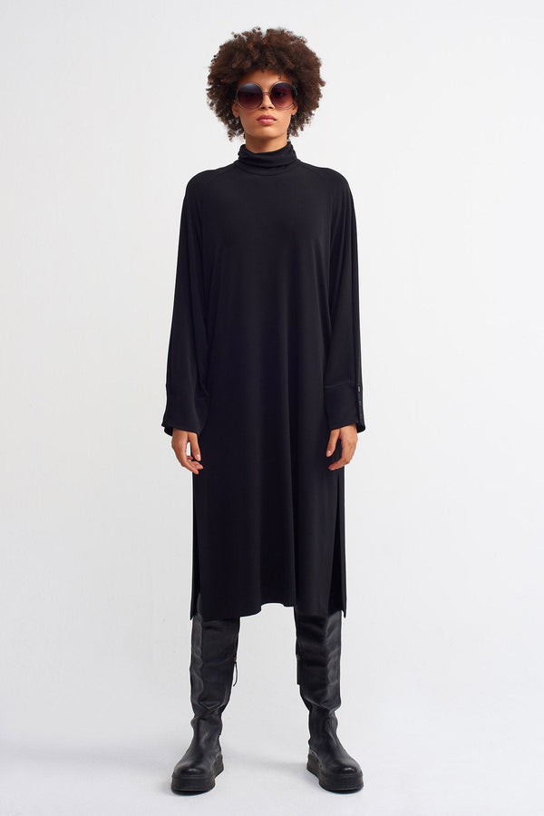 NU  Basic Turtleneck Dress Black