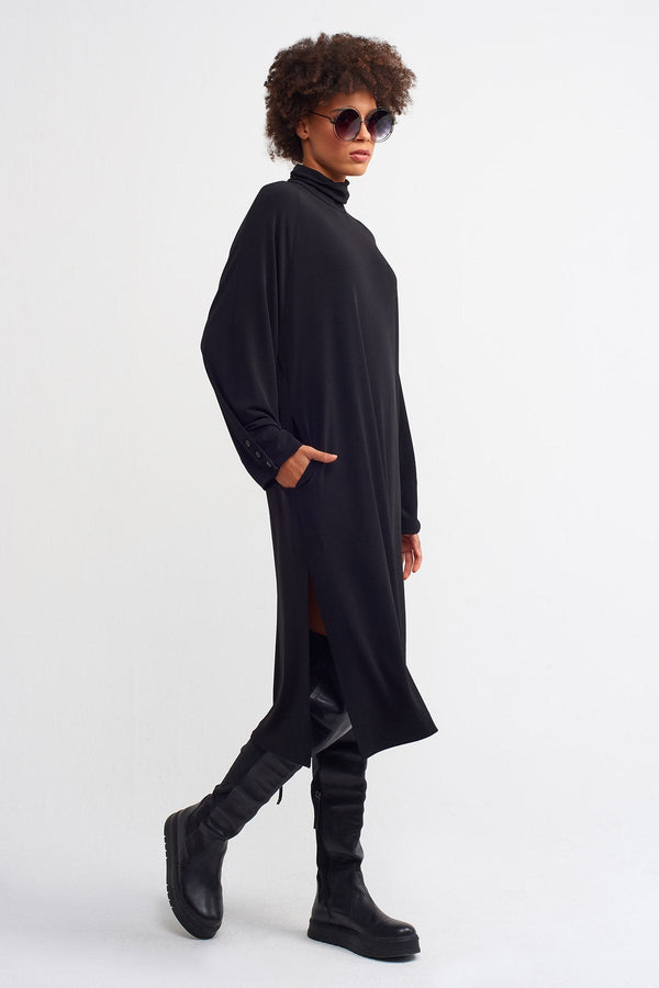NU  Basic Turtleneck Dress Black