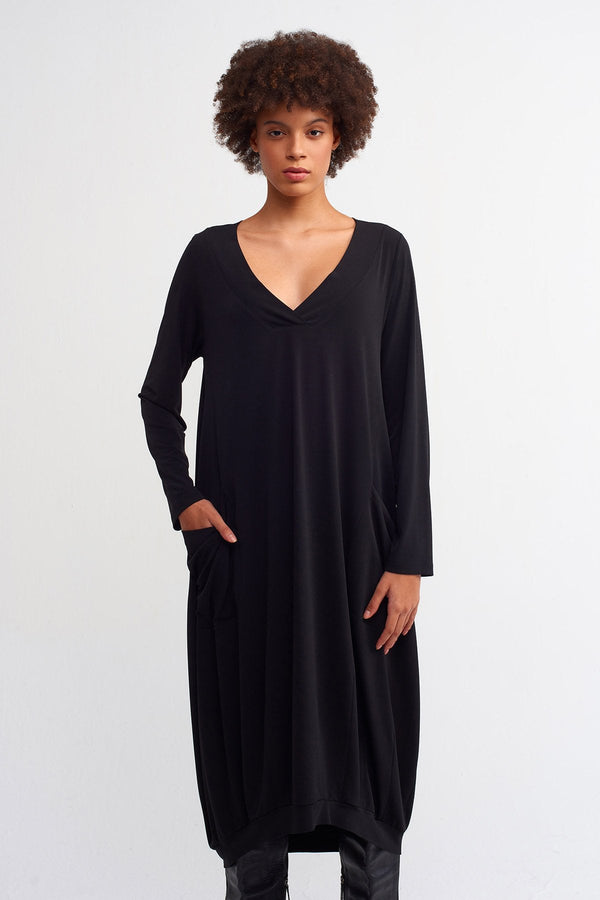 NU  Basic Midi Dress Black