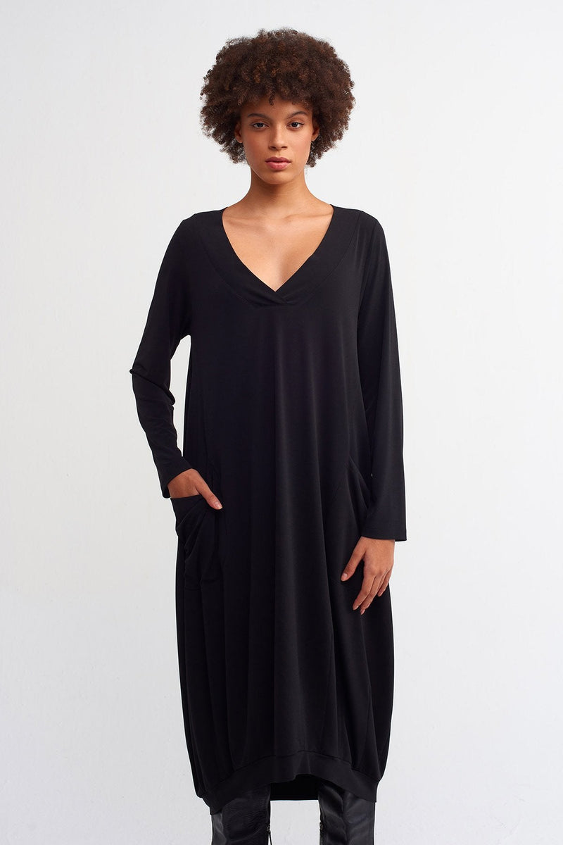 NU  Basic Midi Dress Black