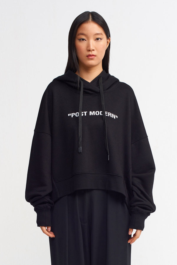 NU "Post Modern" Text Loose Sweatshirt Black