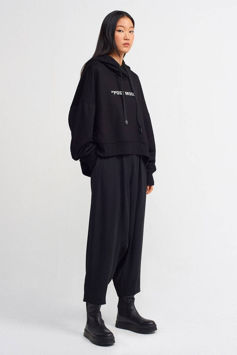 NU "Post Modern" Text Loose Sweatshirt Black