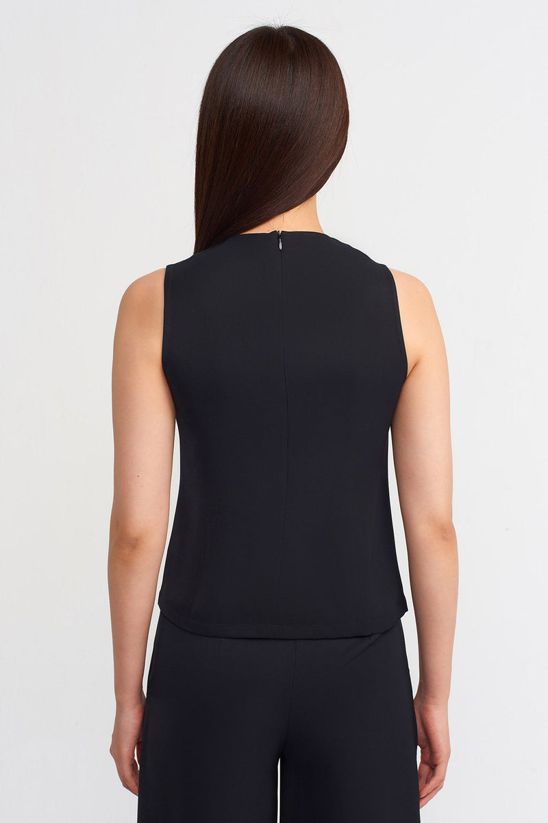 NU Solid Cropped Blouse Black
