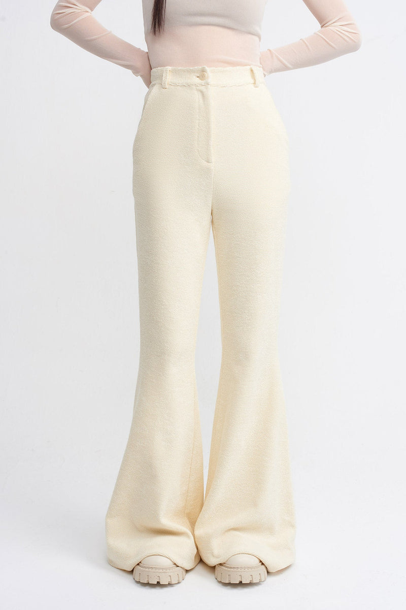 NU Textured Look Flared Trouser Natural
