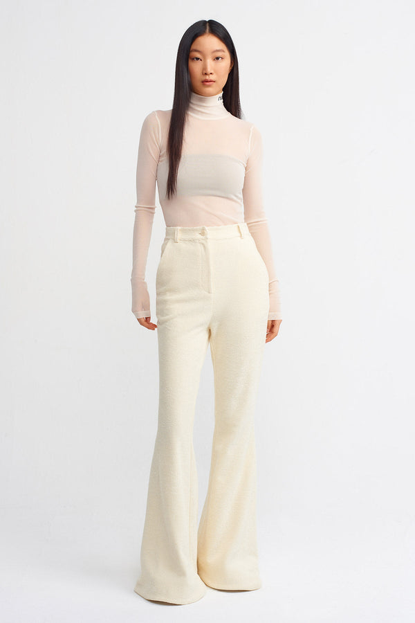 NU Textured Look Flared Trouser Natural