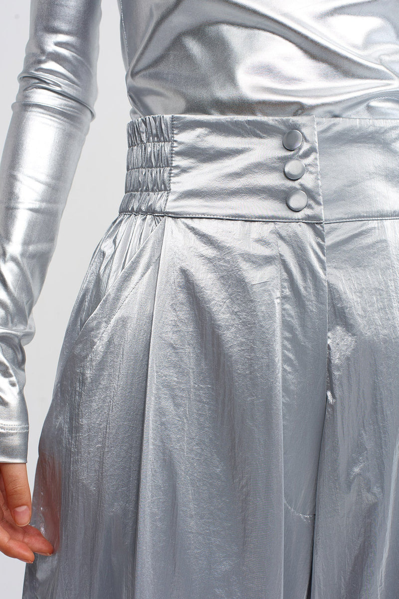NU Smocked Waistband Wide Leg Pants Platinum