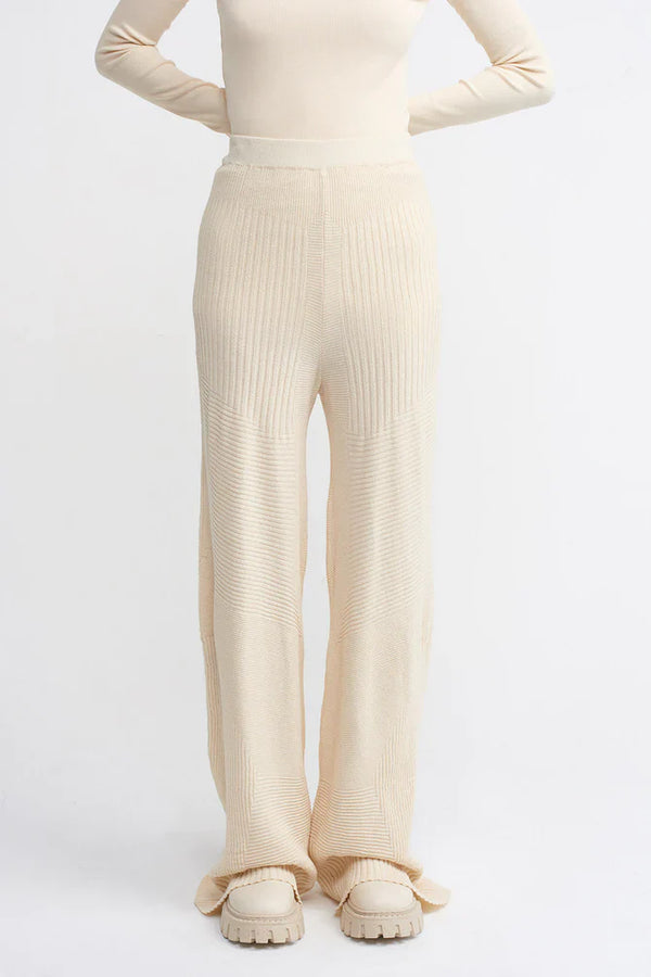 NU Ribbed Wide Leg Trouser Natural