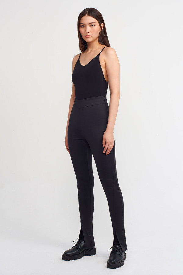 NU Solid High Waist Trousers Black