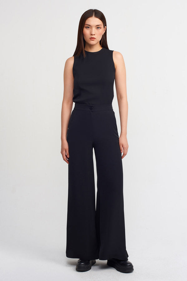 NU Solid High Waist Trousers Black