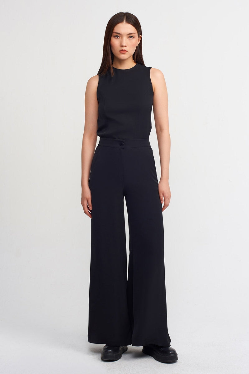 NU Solid High Waist Trousers Black