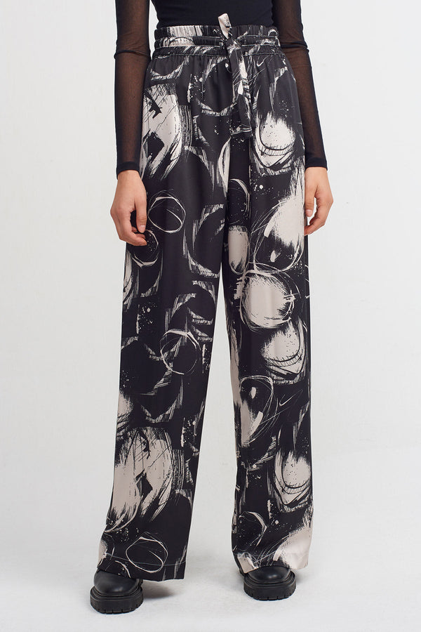 NU Printed Drawstring Trousers Black