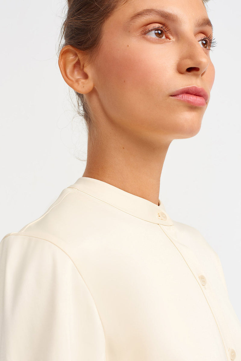 NU Shirt Dress With Slit Hemline Natural