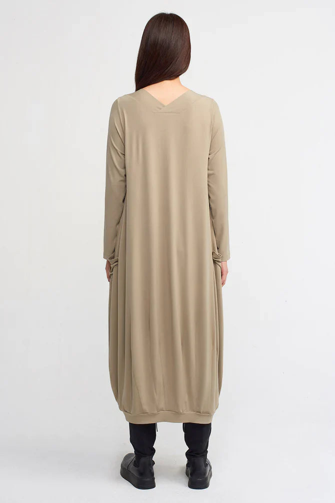 NU V-Neck Midi Dress Bronze