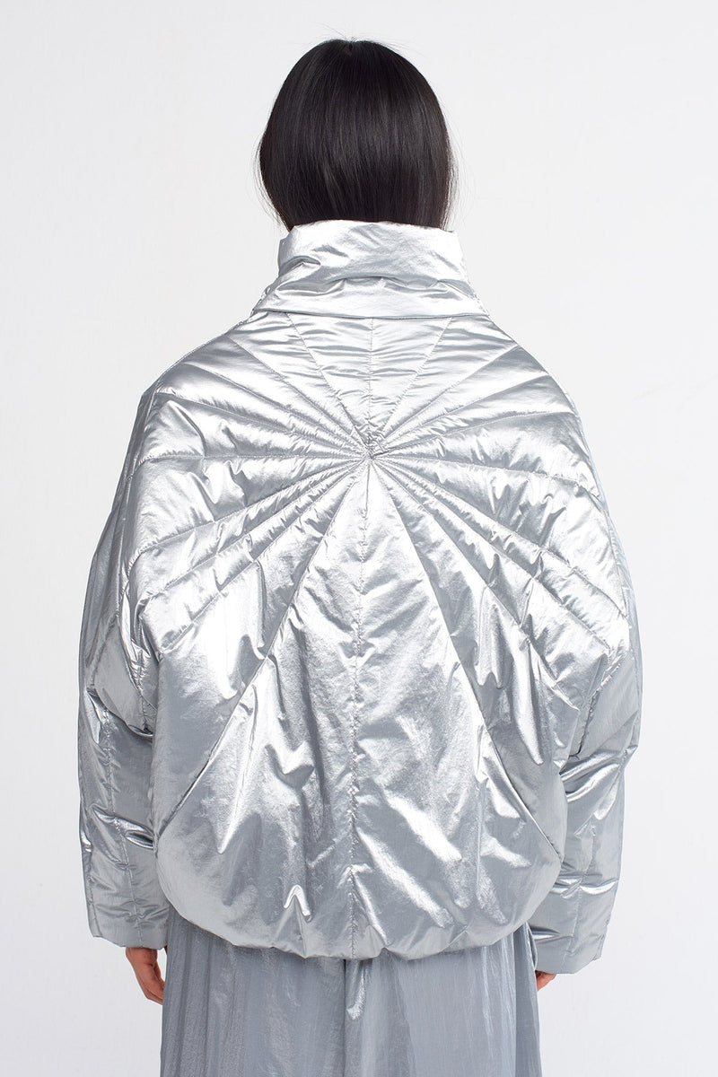 NU Evenly Quilted Short Puffer Jacket Platinum