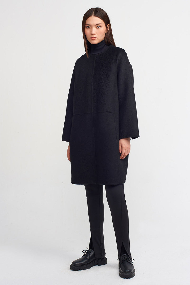NU Long Sleeve Wool Coat Black