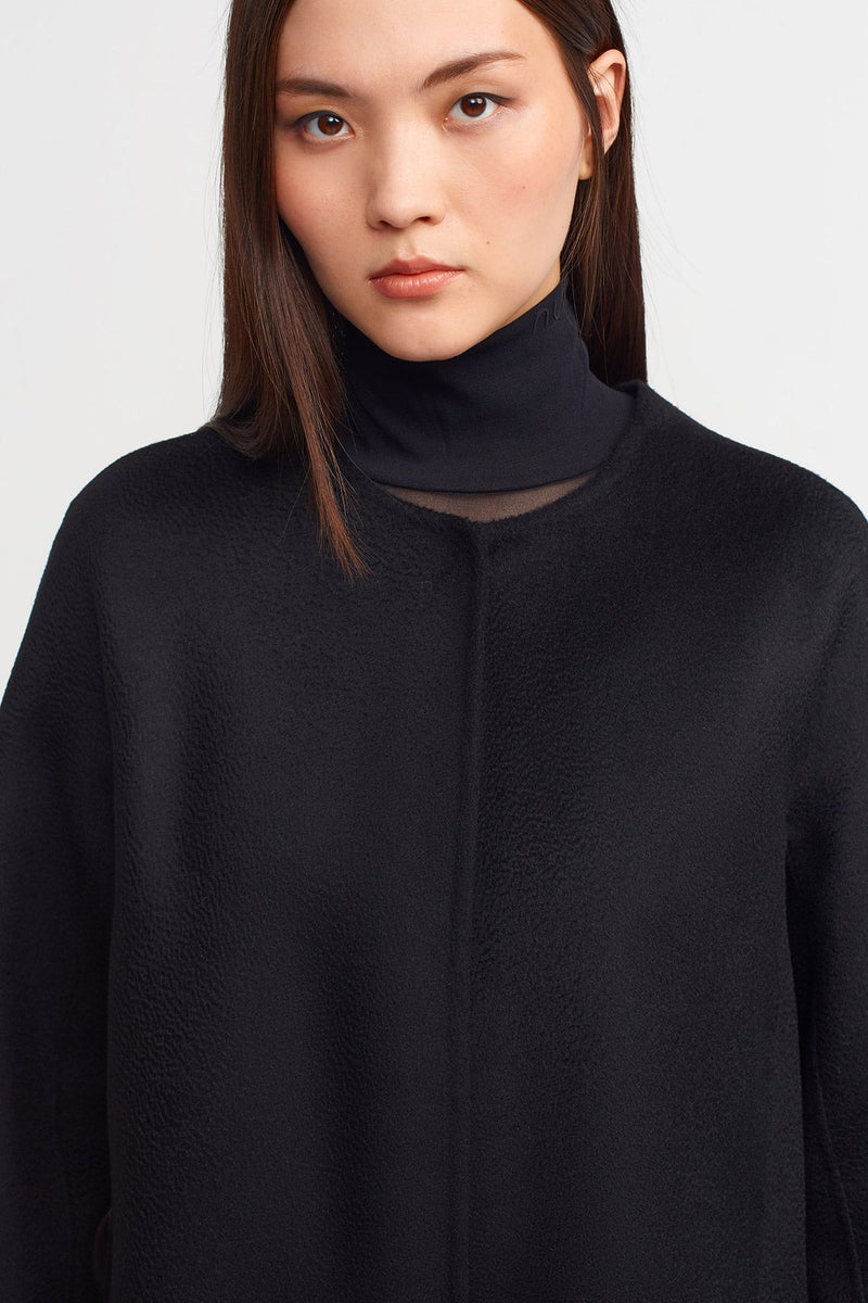 NU Long Sleeve Wool Coat Black