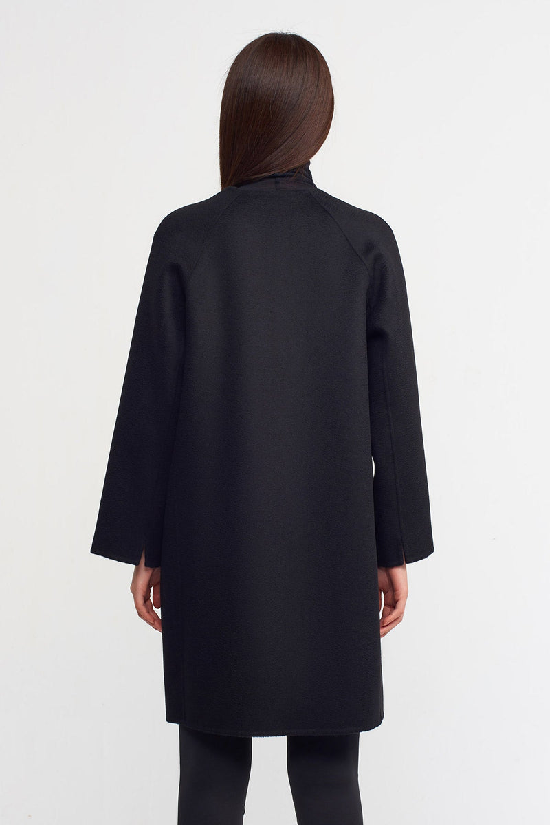 NU Long Sleeve Wool Coat Black