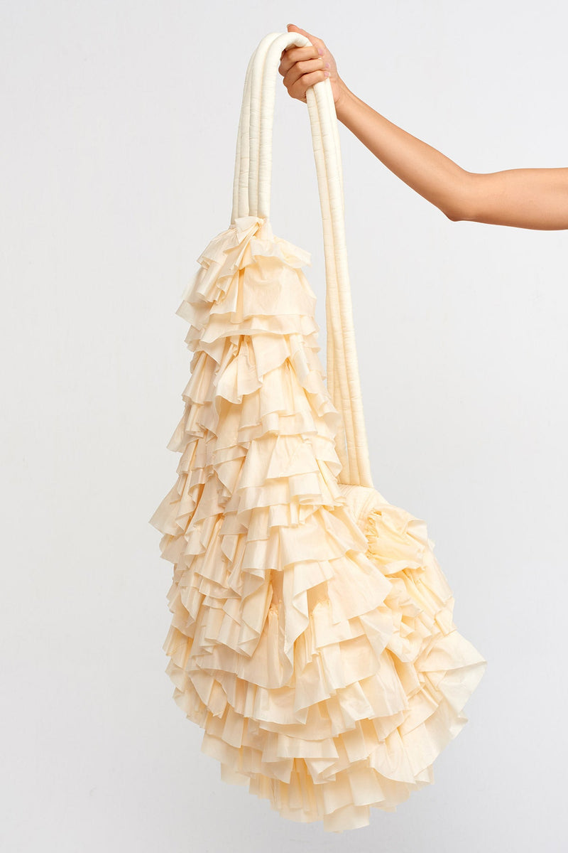 NU Allover Ruffle Detail Bags Stone