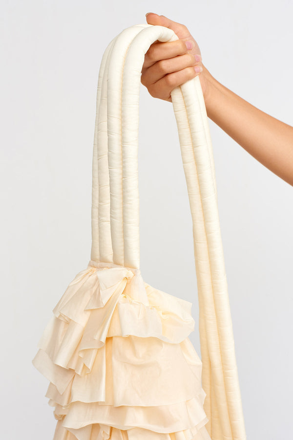 NU Allover Ruffle Detail Bags Stone