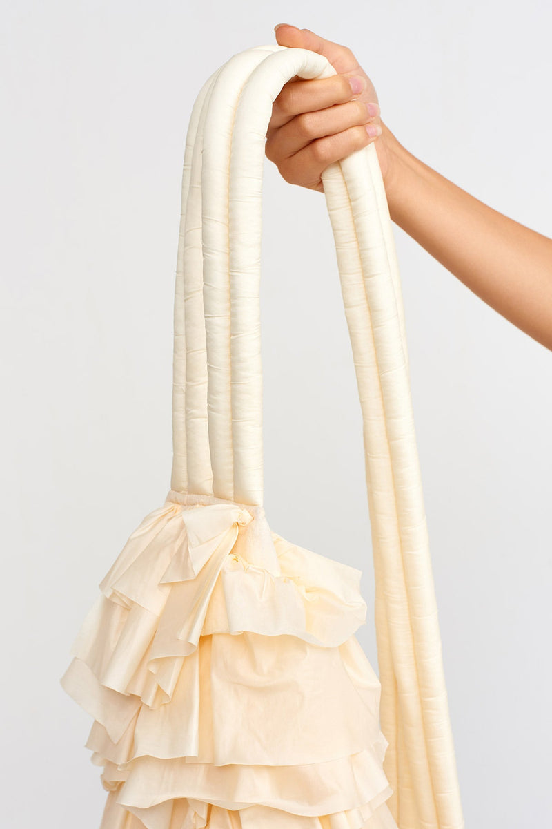 NU Allover Ruffle Detail Bags Stone