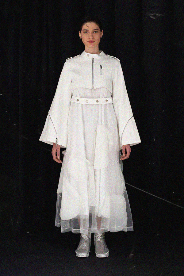 NU Belt Detailed Crop Jacket Off White