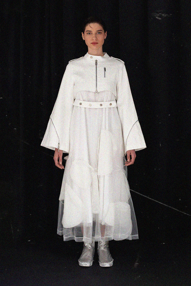 NU Belt Detailed Crop Jacket Off White